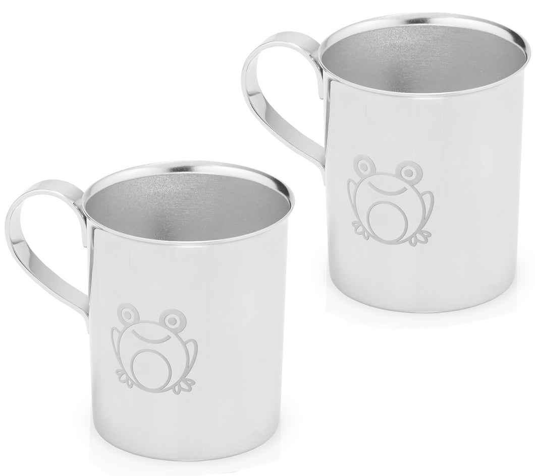 baby stainless steel cup with handle and frog engraving