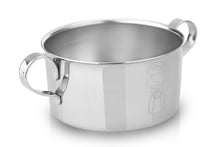 Load image into Gallery viewer, Stainless steel baby bowl with two handles. The front and back of the bowl are engraved with princess or little girl  inage.
