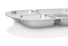 Load image into Gallery viewer, Kiddobloom stainless steel divided plate is smooth and has beautiful surface finish.
